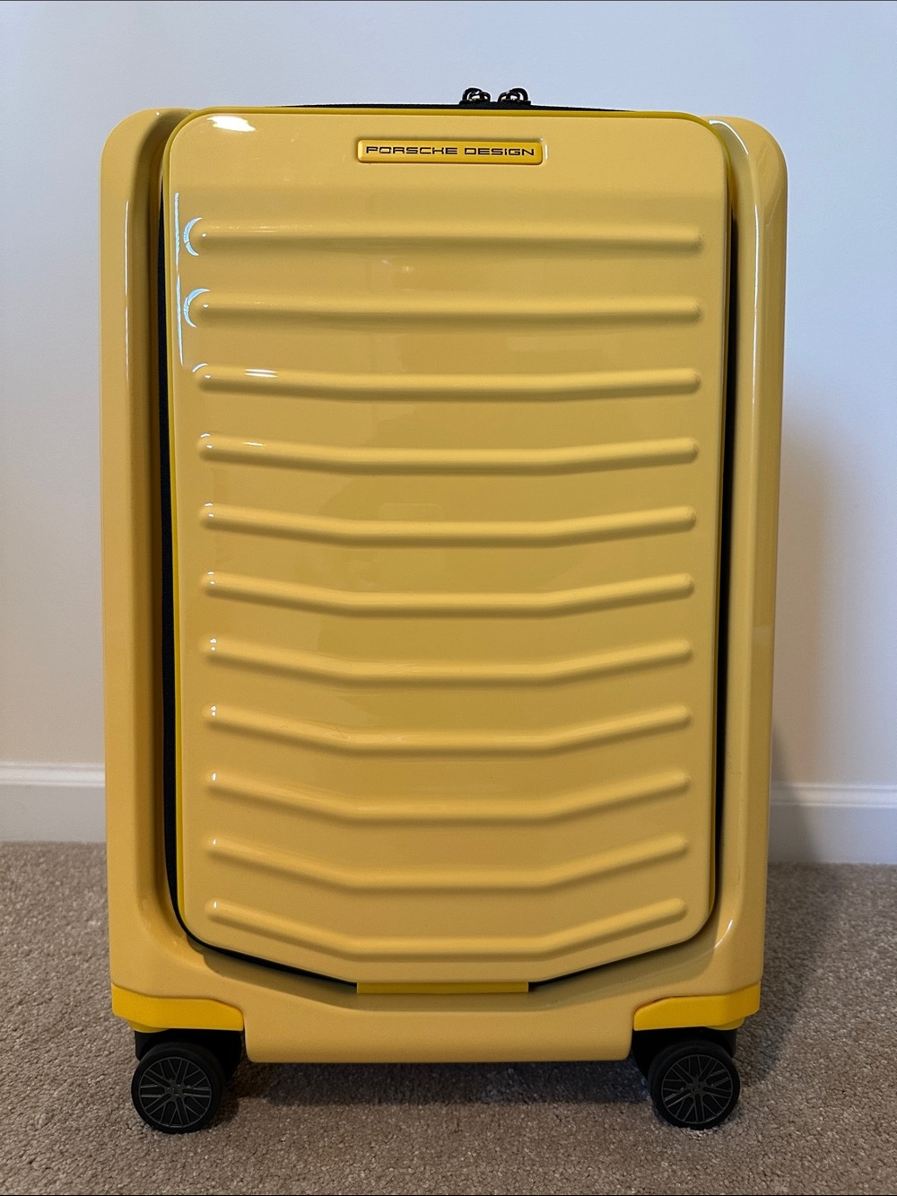 NEW! Porsche Design Signal Yellow Hard Shell Carry On with Front Sleeve